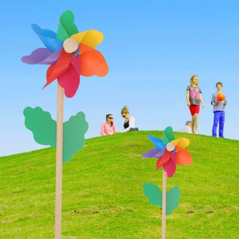 Wood Windmill Wind Spinner Pinwheels Home Garden Yard Decoration Kids Toys New