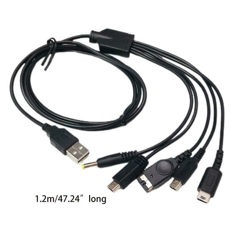 1.2m 5 in 1 USB Charger Cable Fast Charging Cord for GBA SP/3DS/NDSL/WiiU/PSP