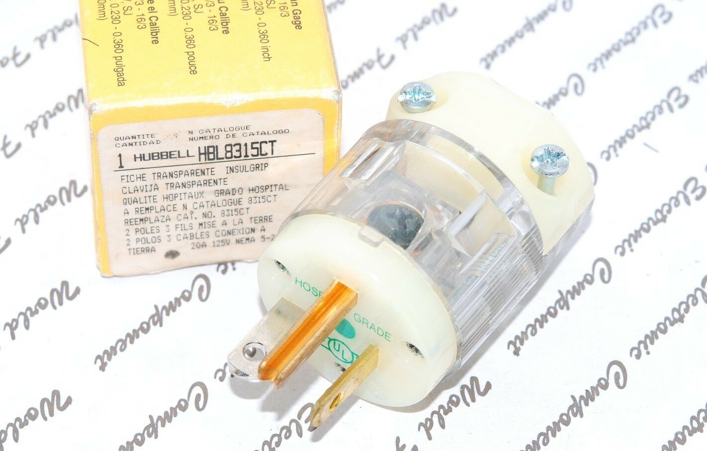 1pcs-HUBBELL WIRING HBL8315CT 20A 125V NEMA5-20P Hospital Grade Plug