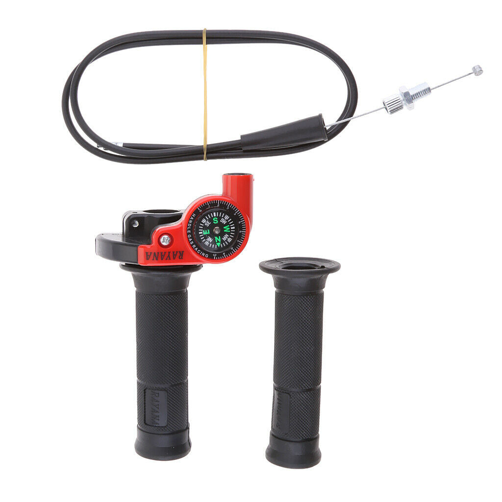 Throttle Grip Casing Cable with Compass for 22mm Handlebar Motorcycle Red