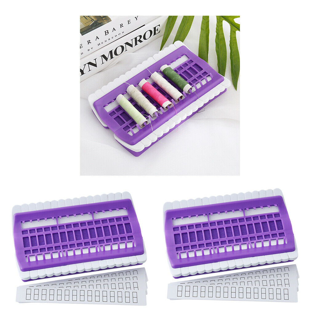 2 Pcs Yarn Floss Organizer Dedicated Tool PU Needle Pins Holder (Purple)