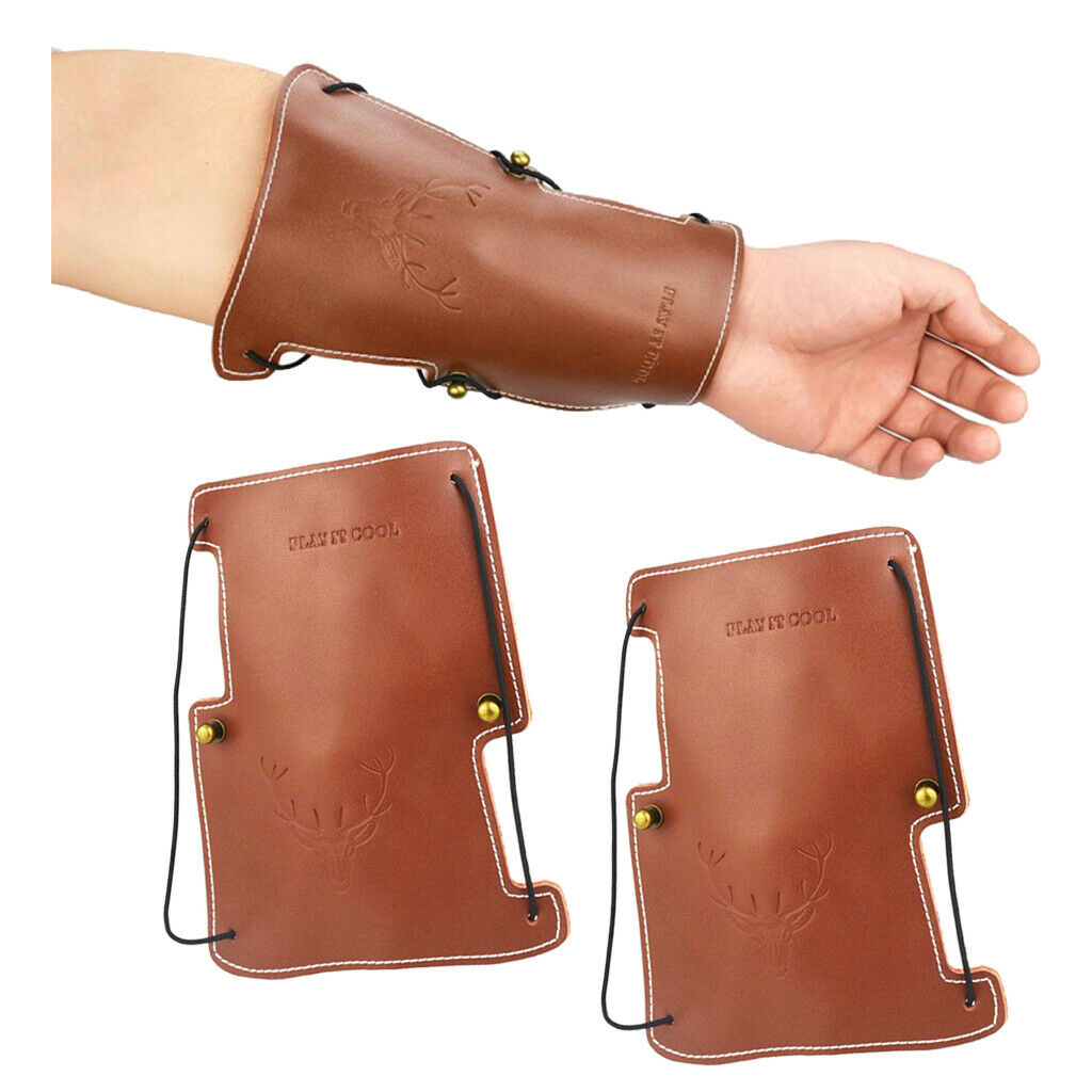 Set of 2 2-Strap Archery Arm Guard Arrow Forearm Guard Protector Accessories