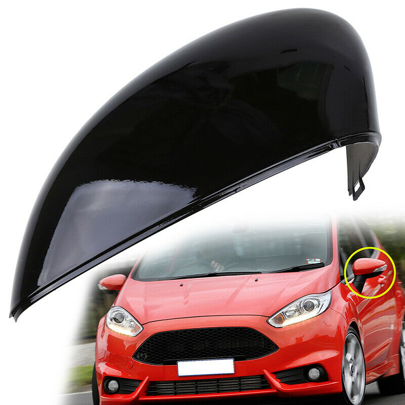 Glossy Black Left Side Rearview Mirror Cover Fit Ford Fiesta Hatchback 2011-2017