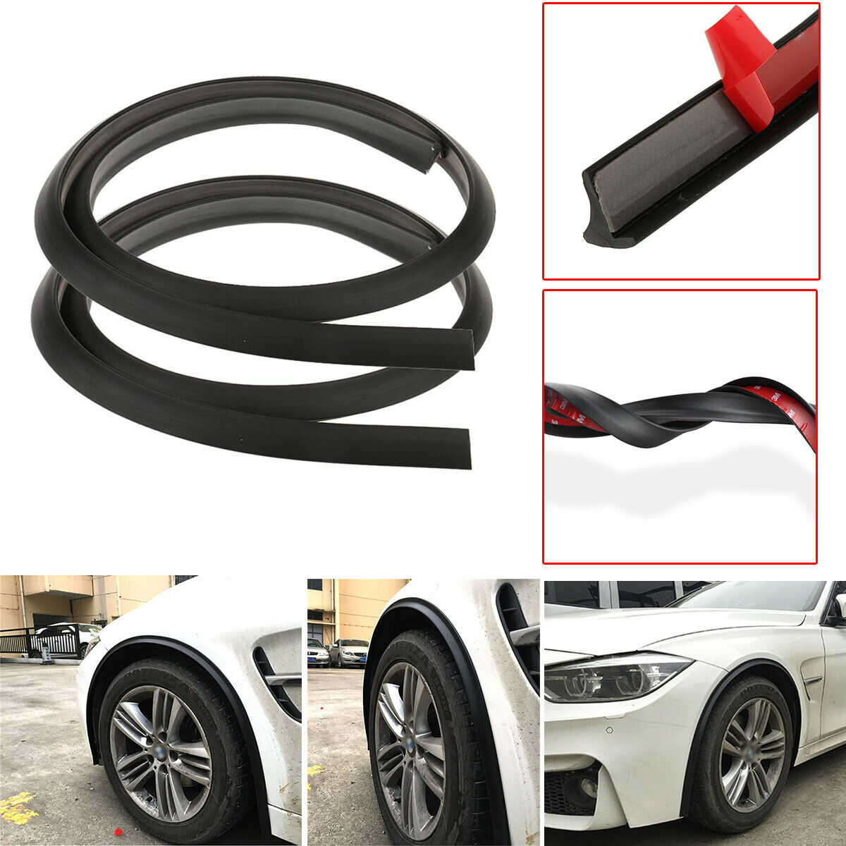 2Pc Flexible soft rubber Fender Flares Lip Trim Protective wheel tyre protective