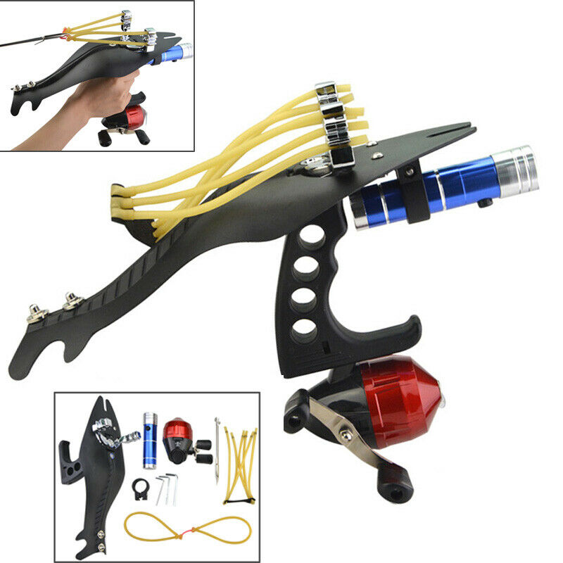 Fishing Slingshot Kit Catapult Bow Bowfishing Darts Reel Archery Hunting Set