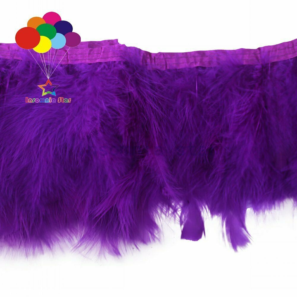 Purple Turkey Marabou Feather Fringe Trim Craft Feathers 6-7 inch Width Pack 2M