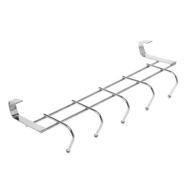 5 Hooks Over Door Clothing Hanger Rack Cabinet Door Loop Holder Shelf For Home