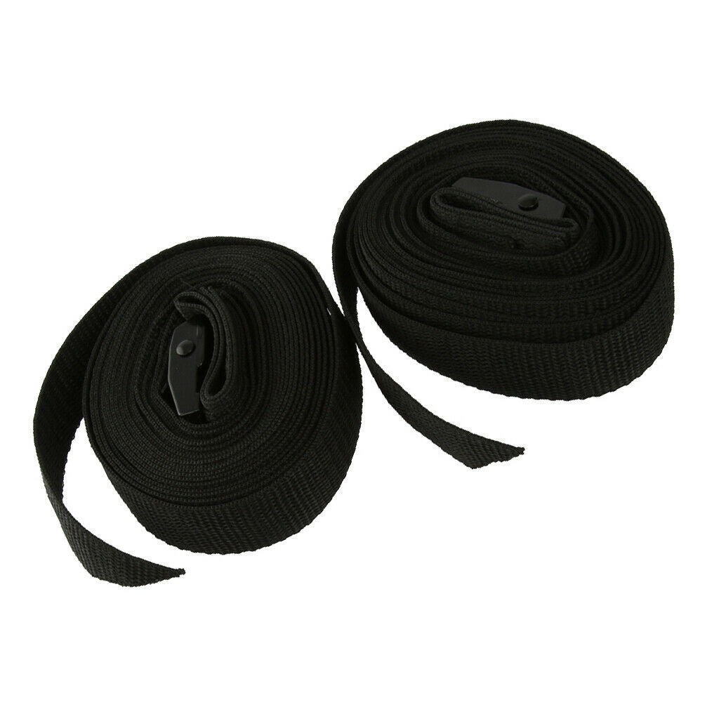 Pair Tie Down Strap 3.8m Length 25mm Wide for Roof Rack Kayak Canoe Black