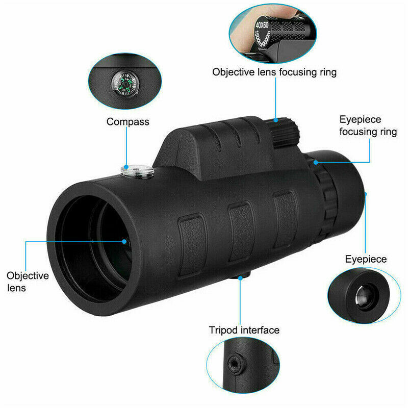 40X60 HD Monocular Telescope Binoculars Super High Power Portable Night Vision