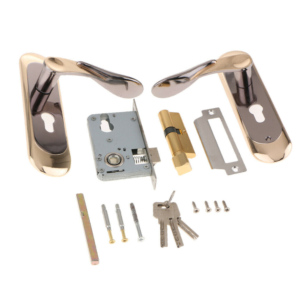 Security Deadbolt Handle Lock Lever Keyed Handleset Door Lock with 3 Keys Set