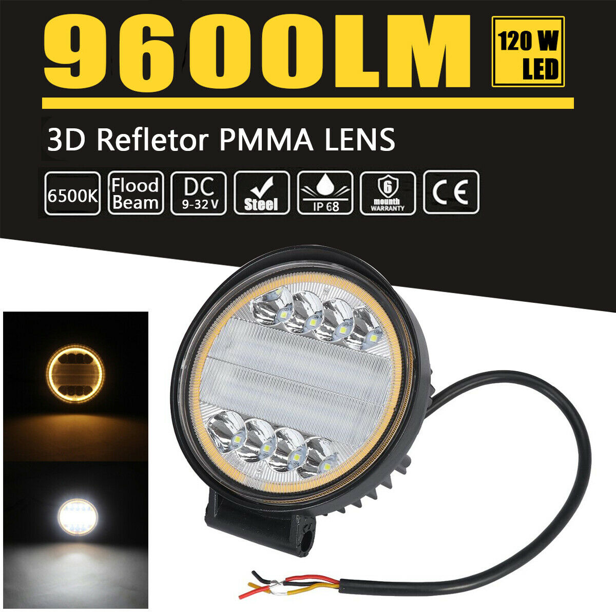 4.5 inch 120W LED Work Driving Light Angle Eyes Flood beam Lamp For pickup SUV
