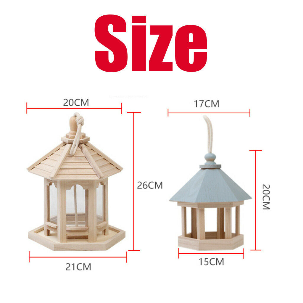 2Pcs Hanging Wooden Bird Feeder Garden Yard Outdoor Tree Patio Decoration
