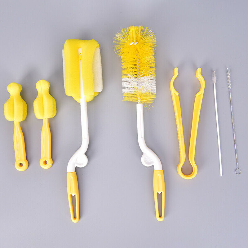 7Pcs Baby Bottle Sponge Brush Cup Glass Washing Cleaning Kitchen Cleaner To TL