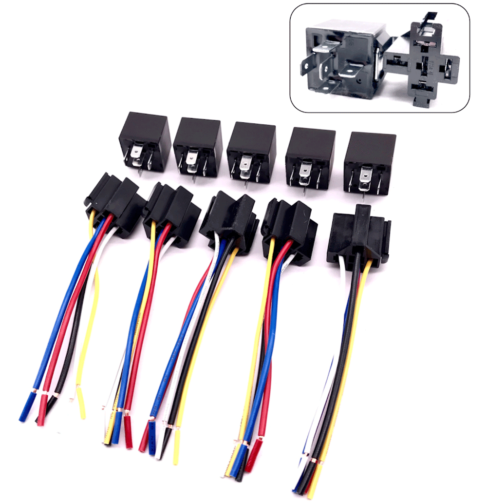 5x 40A 12V 5Pin DC Car Automotive SPDT Relay Switch Harness Socket Waterproof