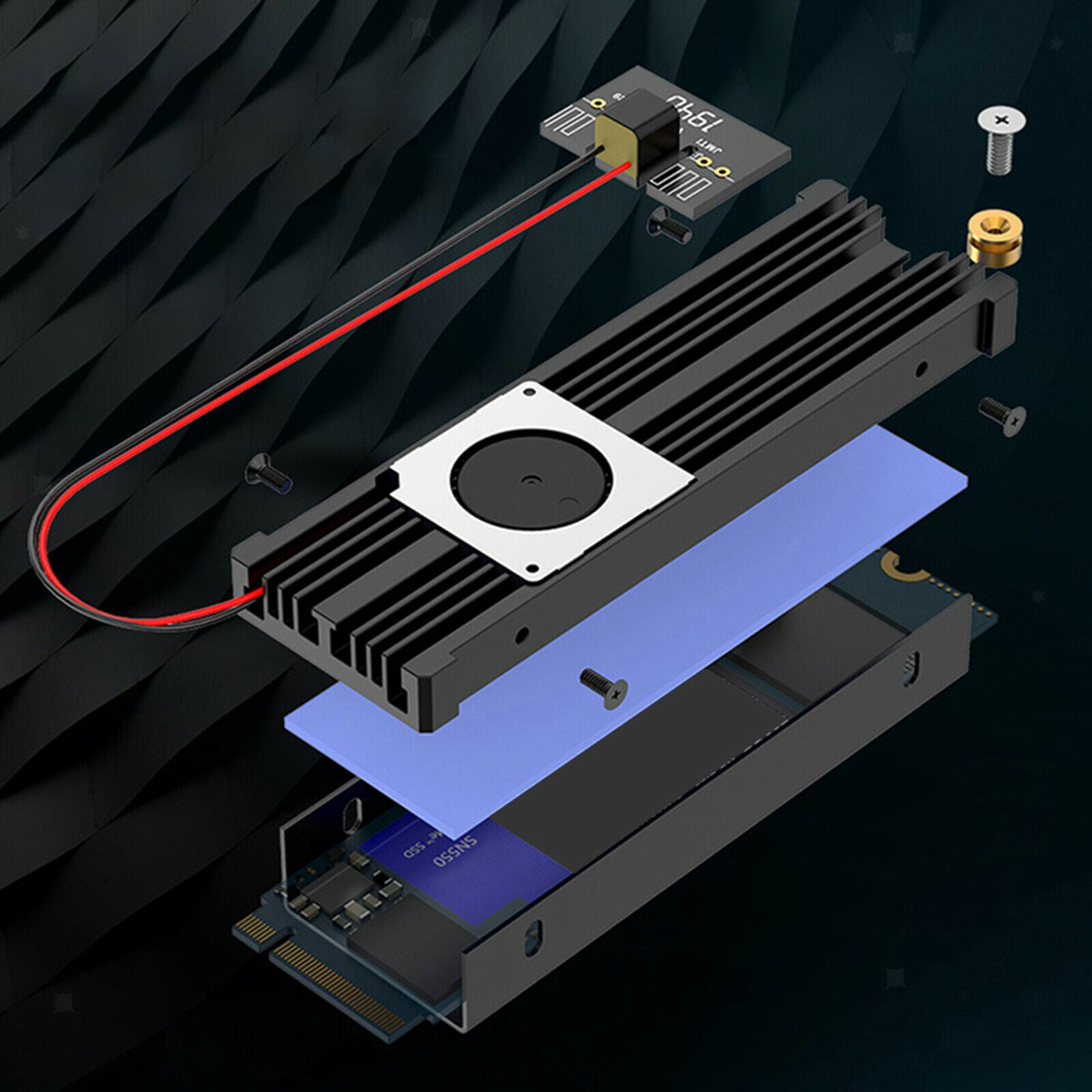 M.2 SSD Solid State Hard Disk Fan Heatsink with Therma Pad Support 4 Sizes