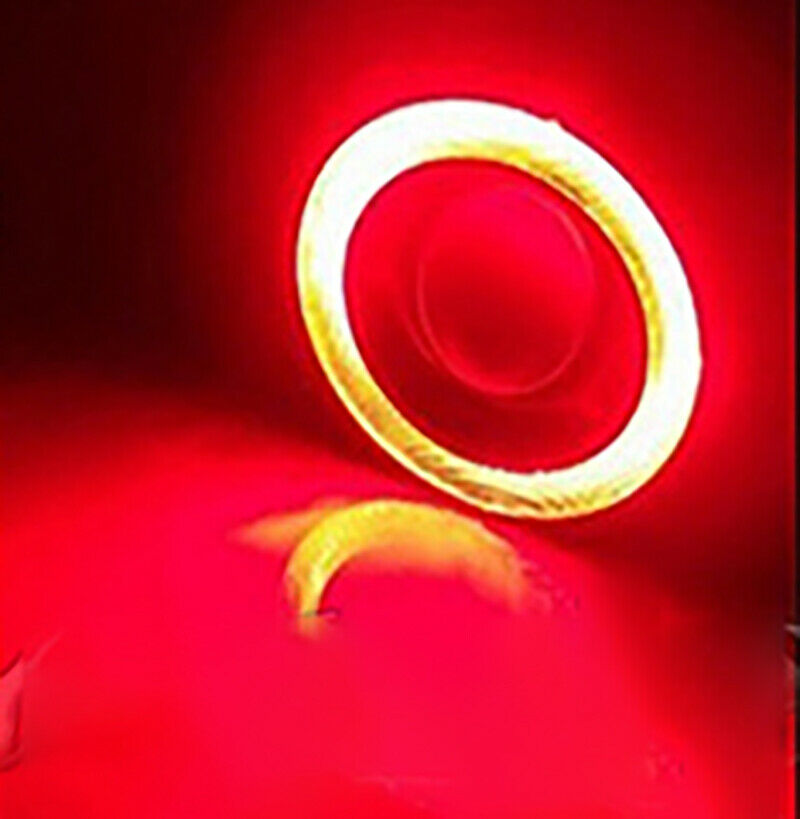 2 Pcs 3.0" High Power Car Projector LED Fog Light w/ Red COB Halo Angel Eye Ring