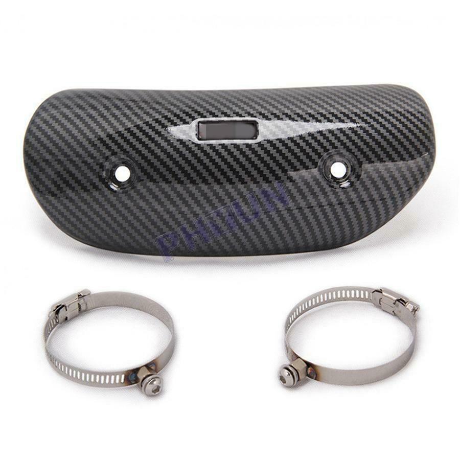 Motorcycle Exhaust Muffler Heat Shield Cover Glossy Carbon Fiber Look Universal