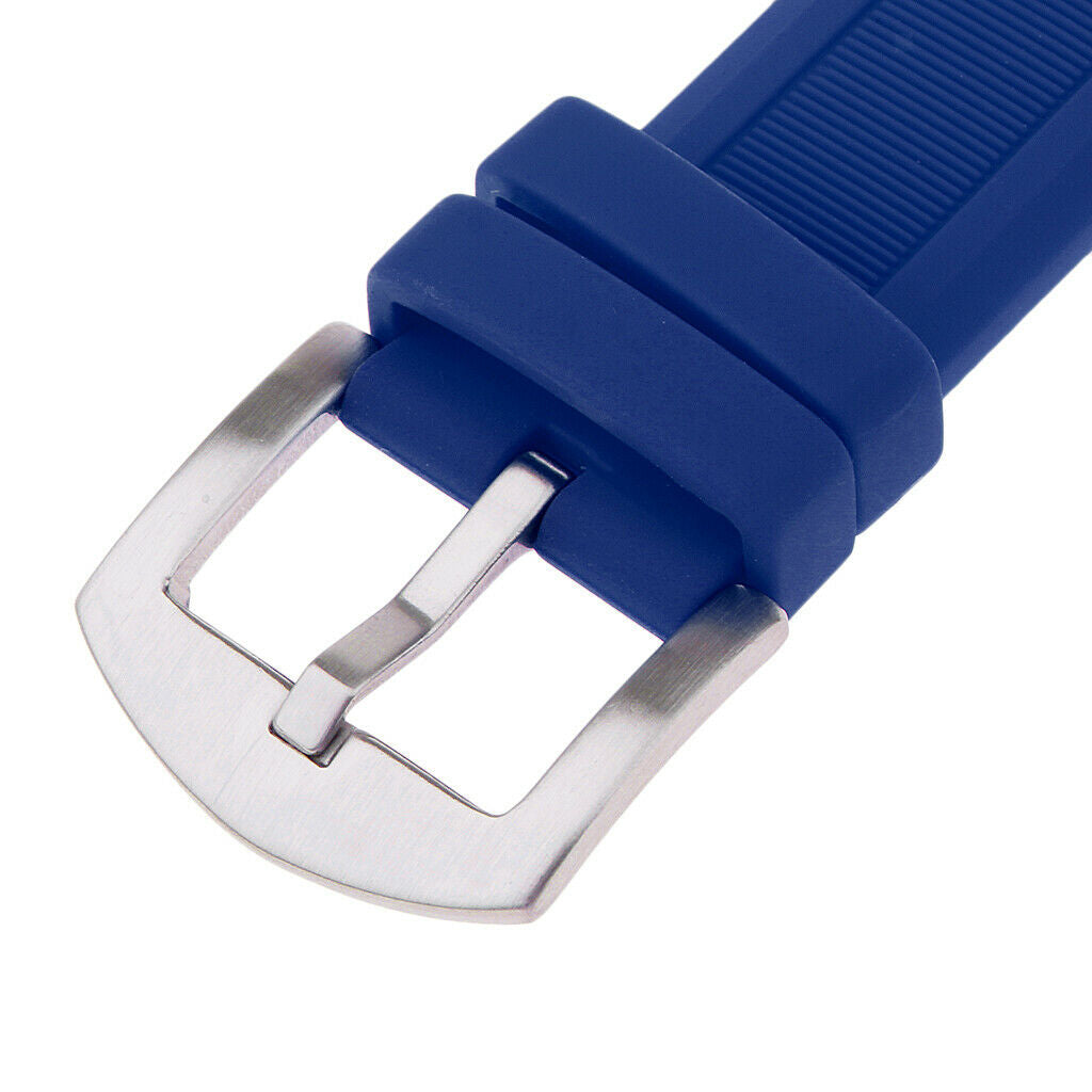 Mens Silicone Rubber Watch Strap Band Stainless Steel Buckle 21mm