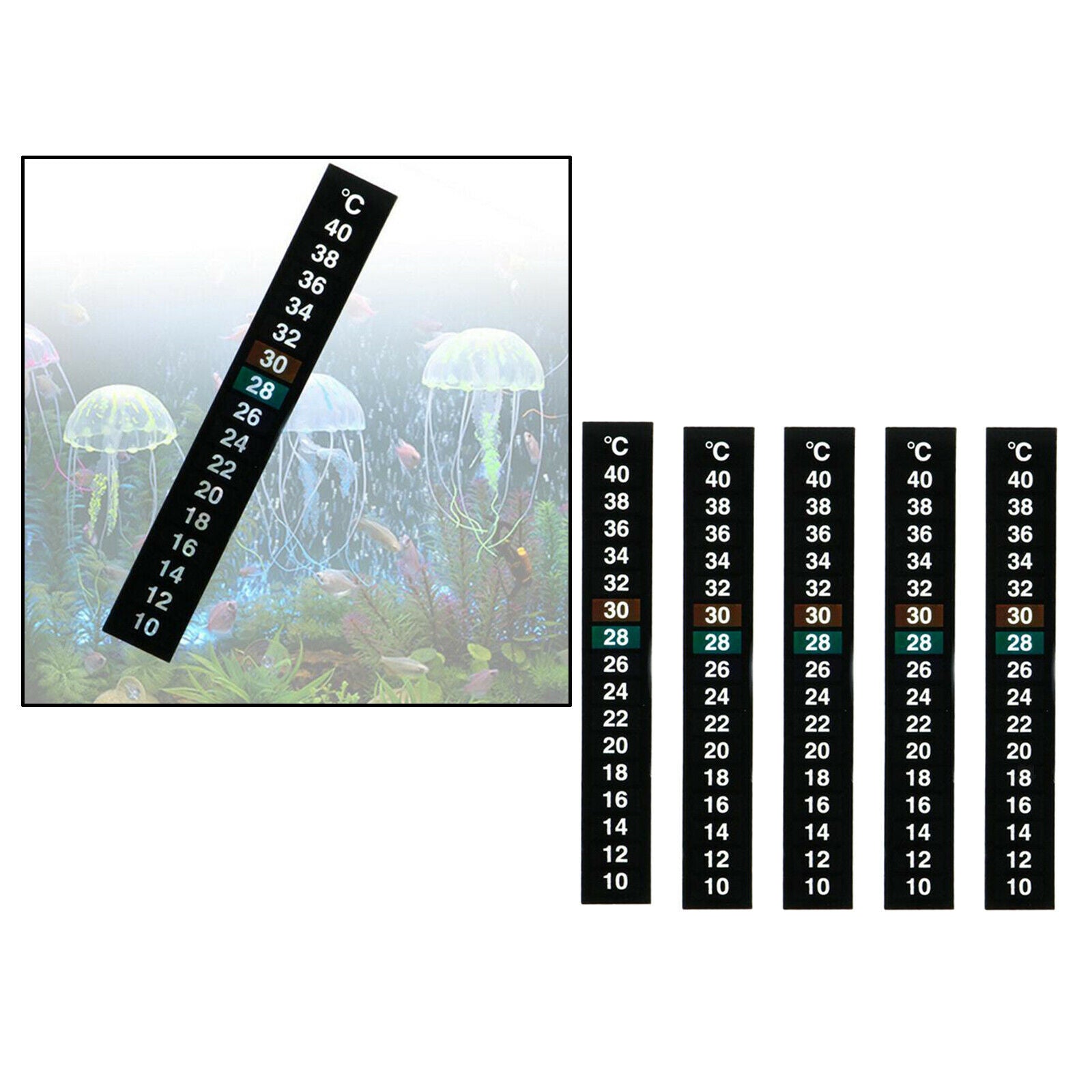 5pcs Thermometer Strip, Adhesive Strip Thermometer, Aquarium Thermometer