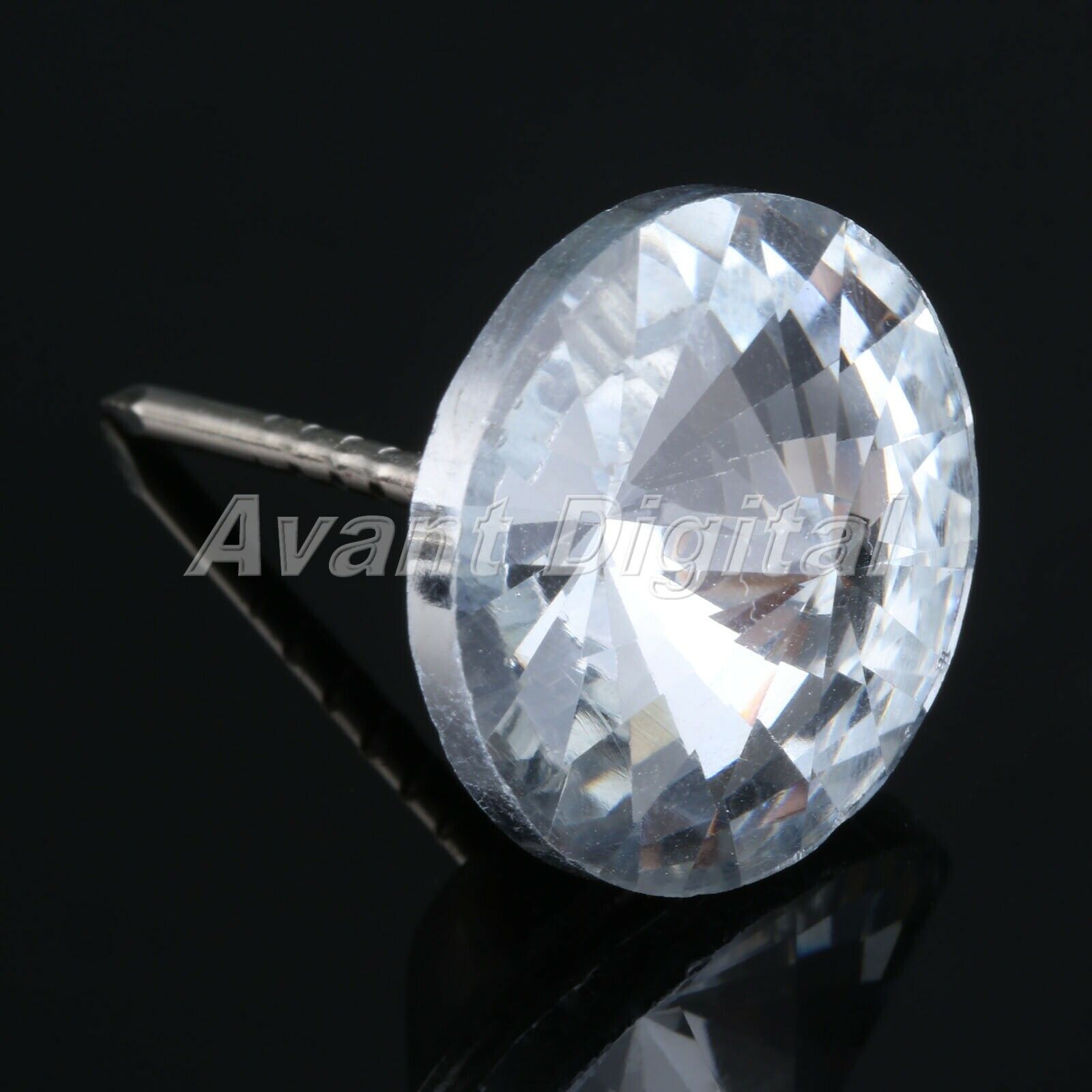 10Pcs 0.87" Diamond Crystal Clear Upholstery Nails Tacks Studs Sofa Decoration