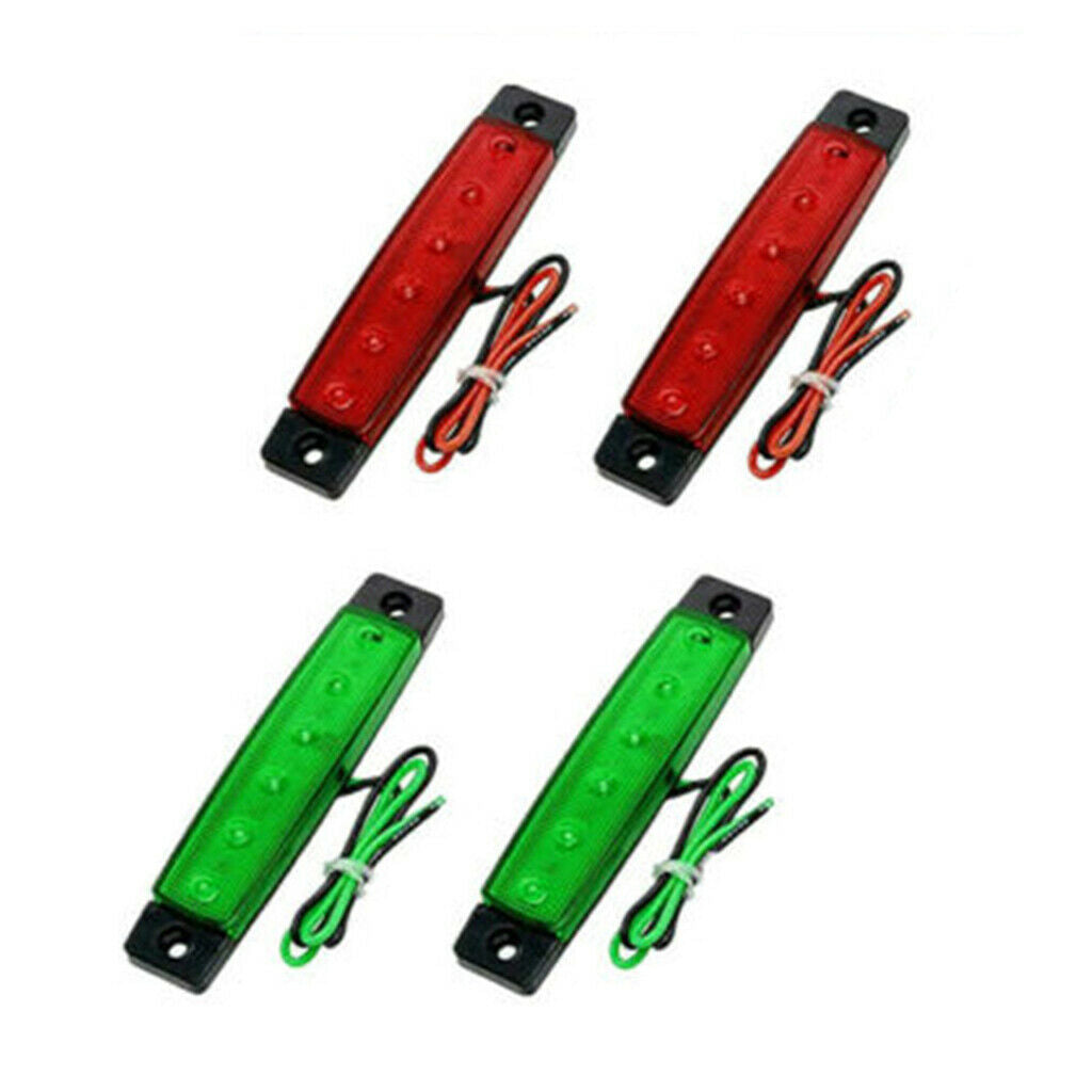 4 Pack of LED Red & Green Navigation Light Strips Kit - Boat Lights Bow and