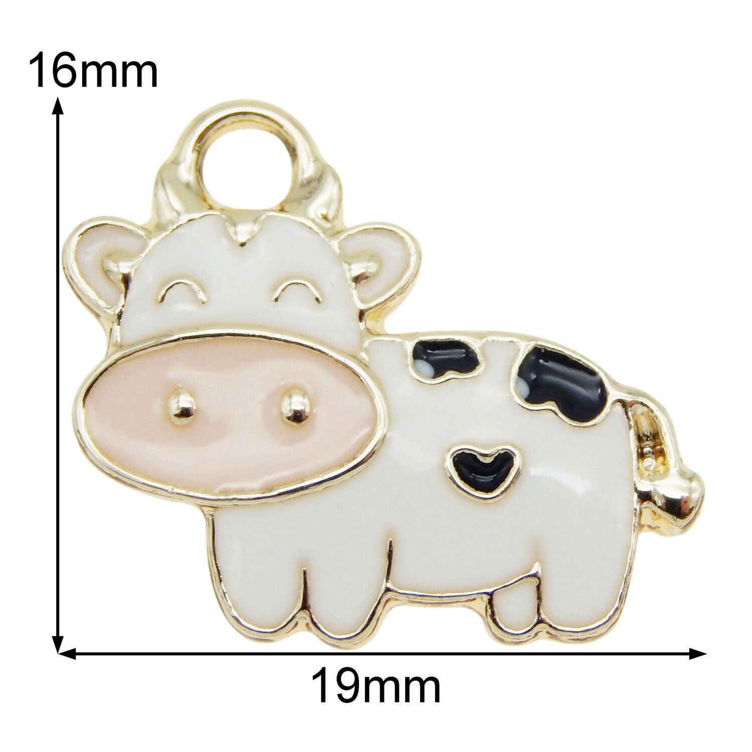 15pcs Enamel Plated White&Black Cow Ox Calf Pendant Charms Jewelry Findings