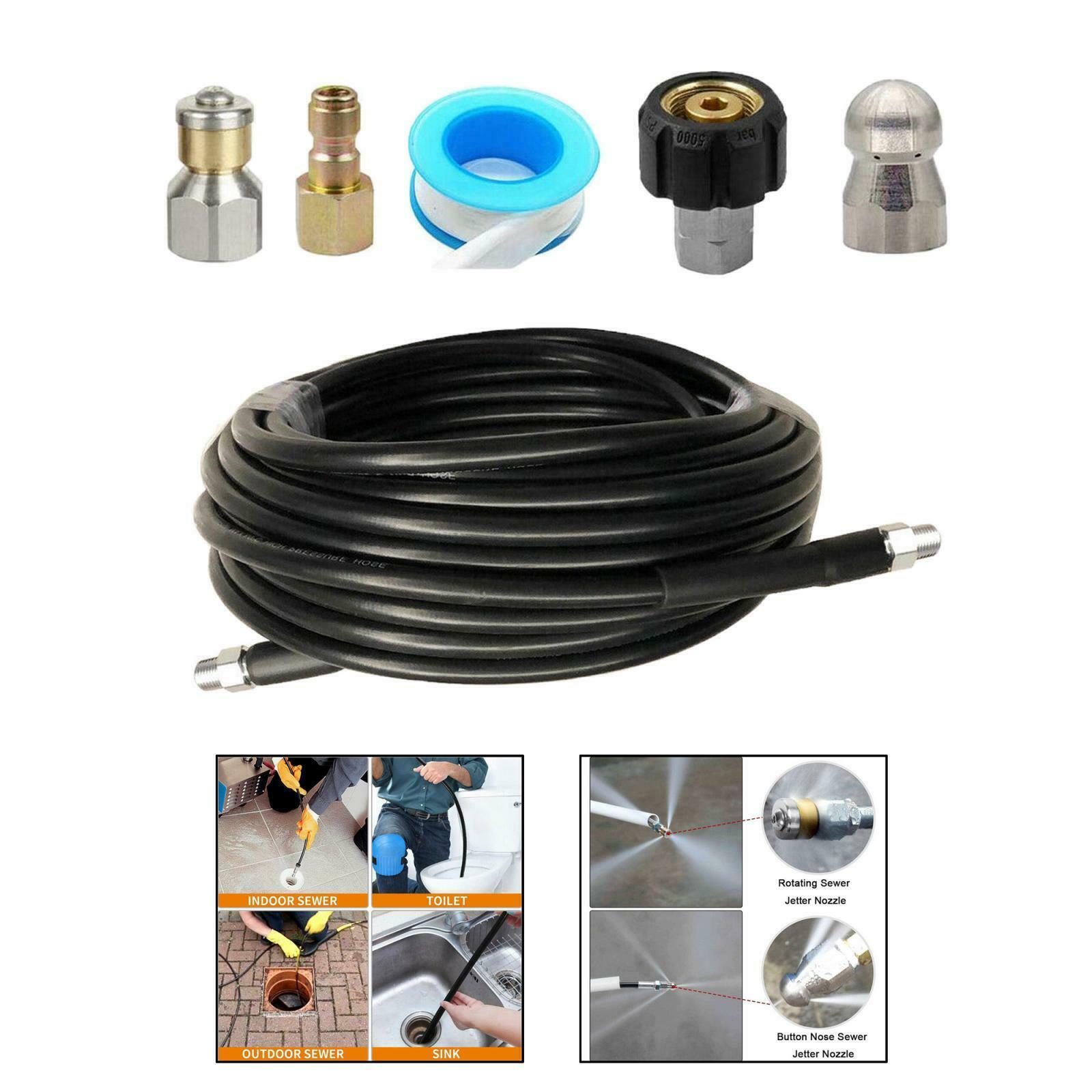 Sewer Jetter Kit for Pressure Washer 49FT Cleaner Hose 5800PSI NPT 1/4'' Hose