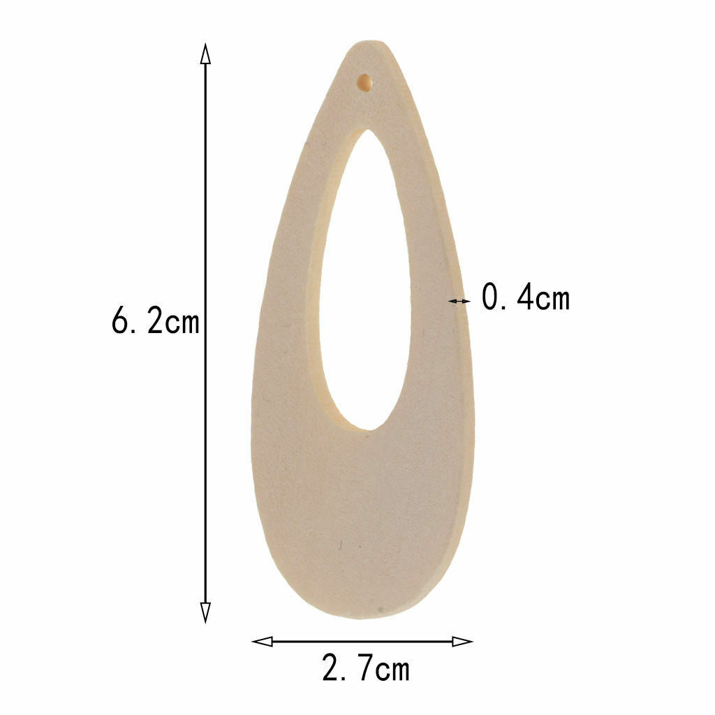 20x Drop Shapes Unfinished Wood Pendants Wooden Beads for DIY Earrings
