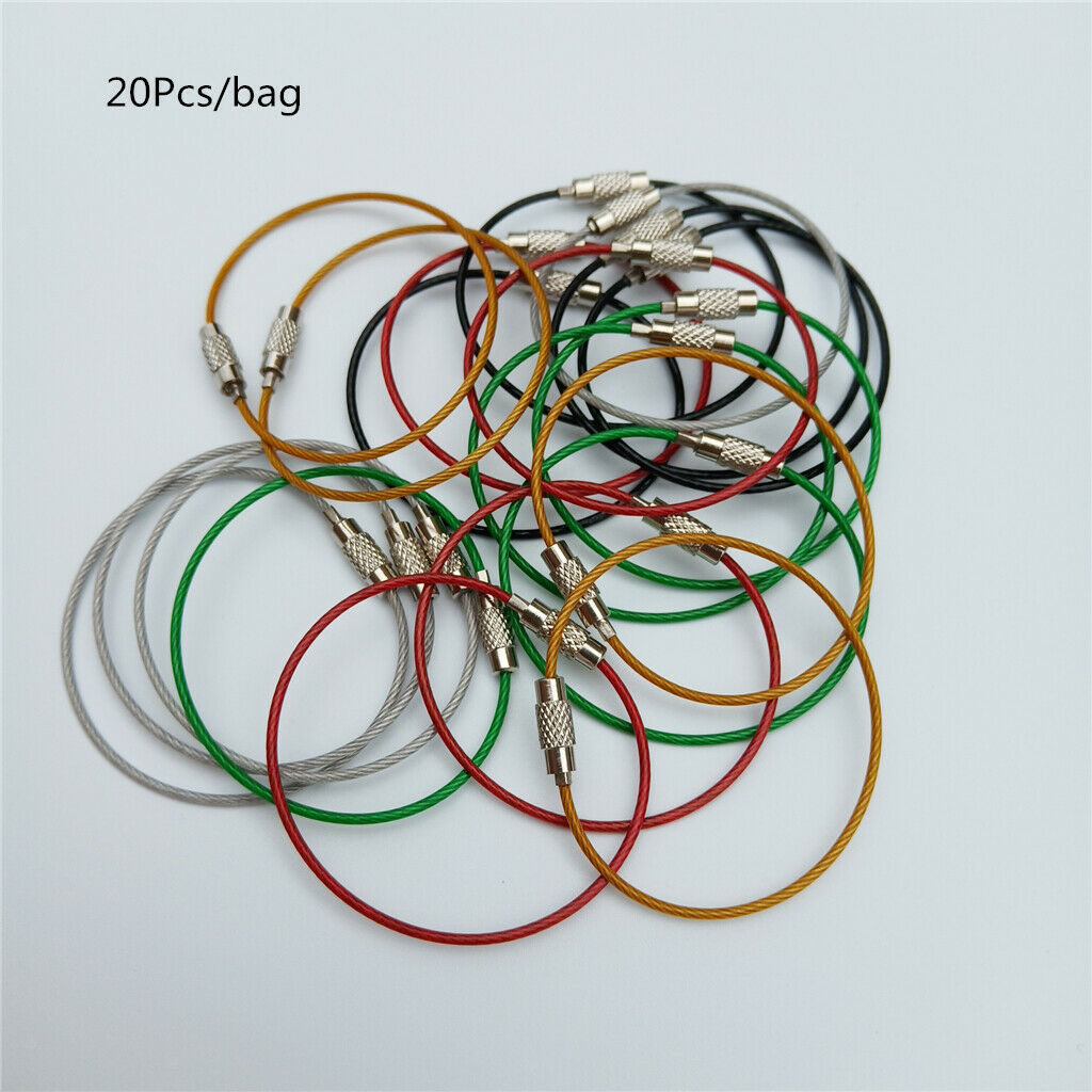 20Pcs Stainless Steel Wire Keychain Rings Cable Loops 5cm Loop Reusable