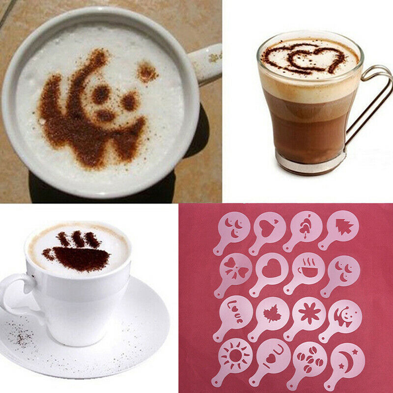 16Pcs/Set Cake Cupcake Stencil DIY Coffee Cappuccino Mold Variety Decorat.l8