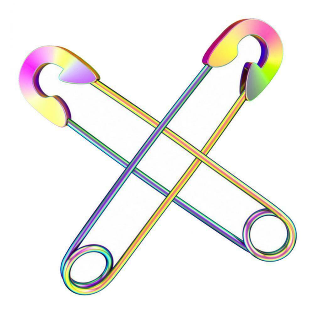 Pack of 2 Fashion Colorful Safety Pin Earrings Drop Stainless Steel Ear Cuff
