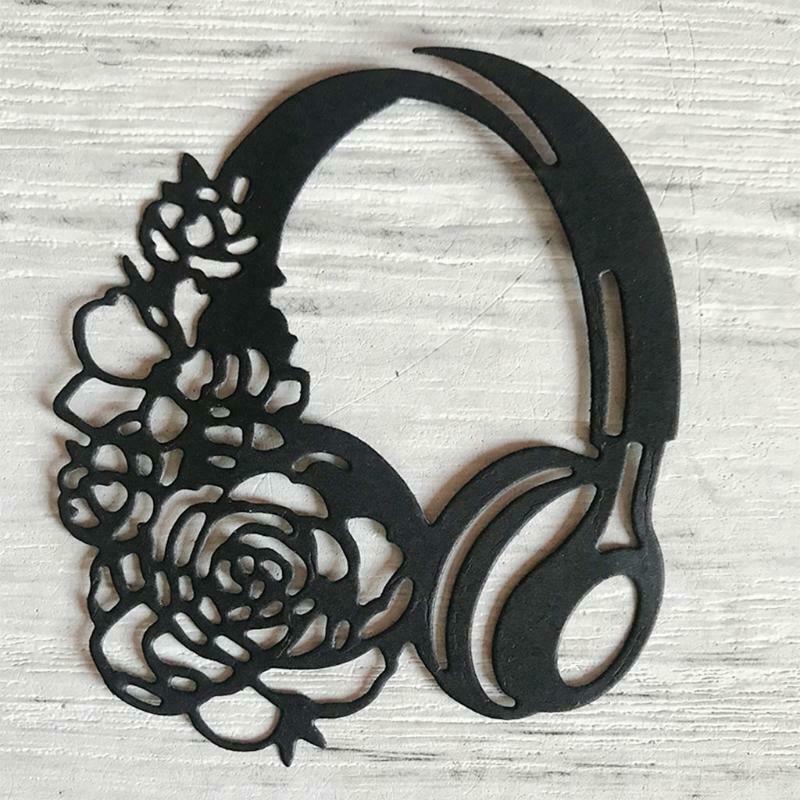 Headphone Flower Metal Cutting Dies Stencil DIY Scrapbooking Album Paper Card