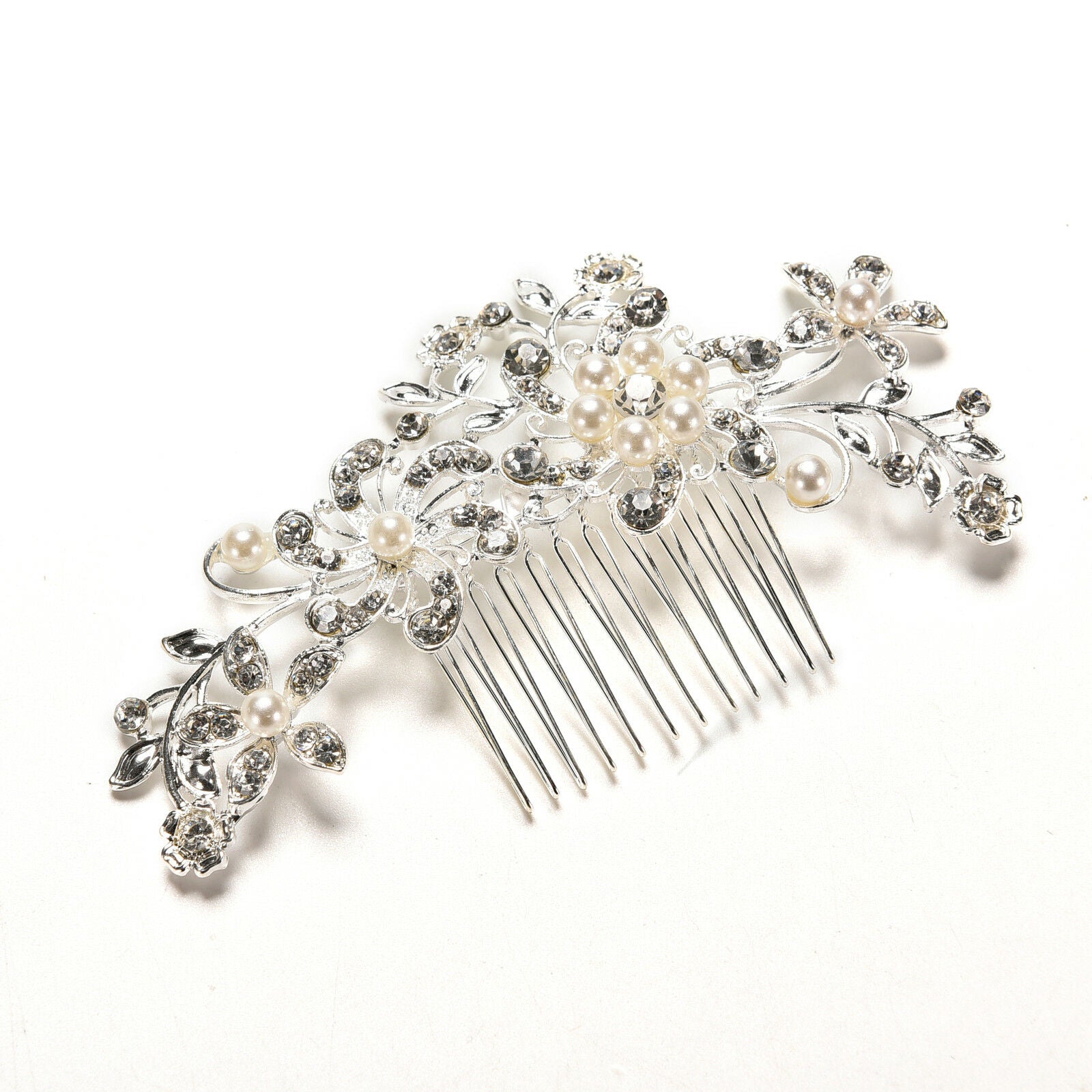 Crystal Rhinestone Wedding Flower Pearls Hair Clip Hair Comb For Women Bri.l8
