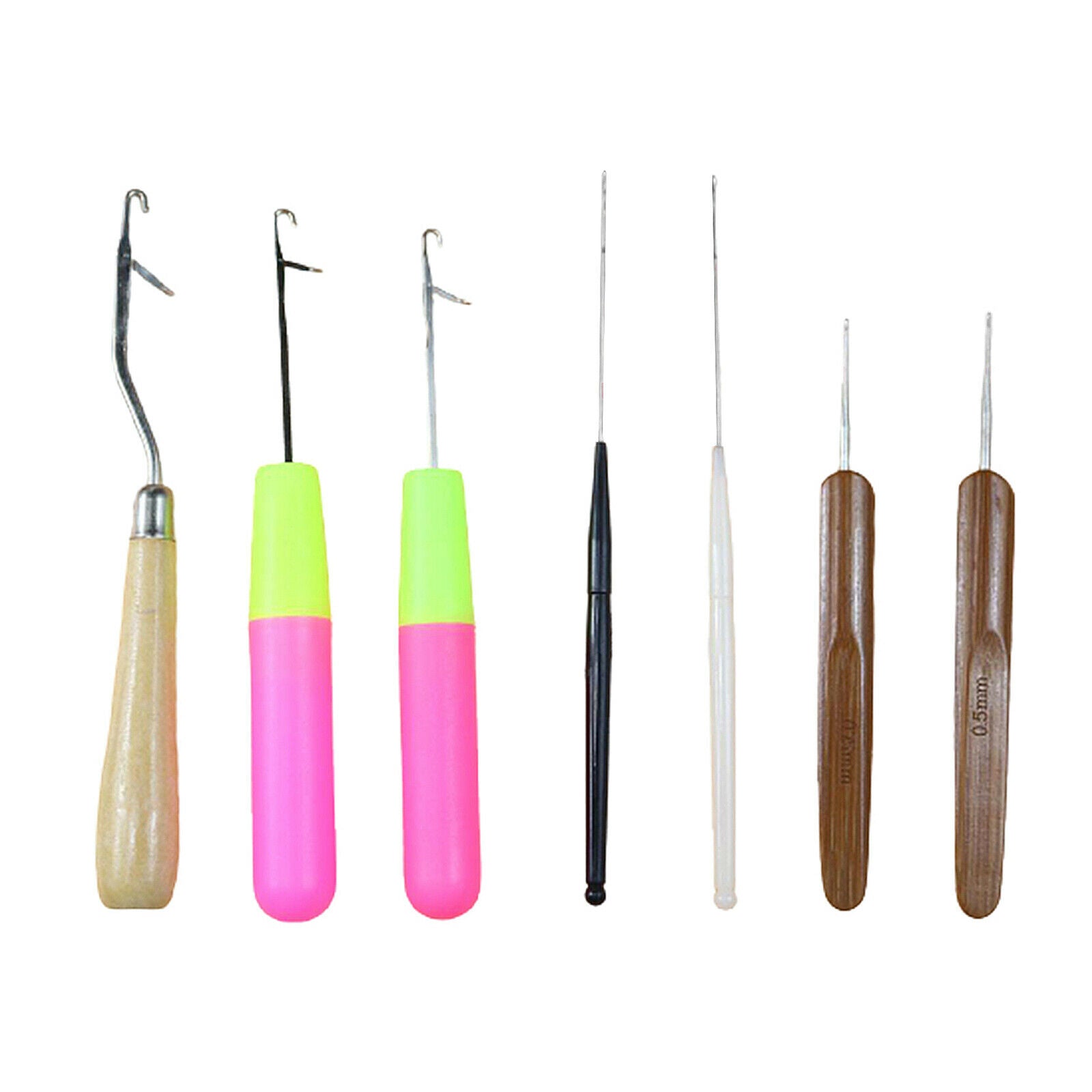 7x Latch Hook Set Quality Wooden Crochet Needle Hook for Rag Rug Making Kit Tool