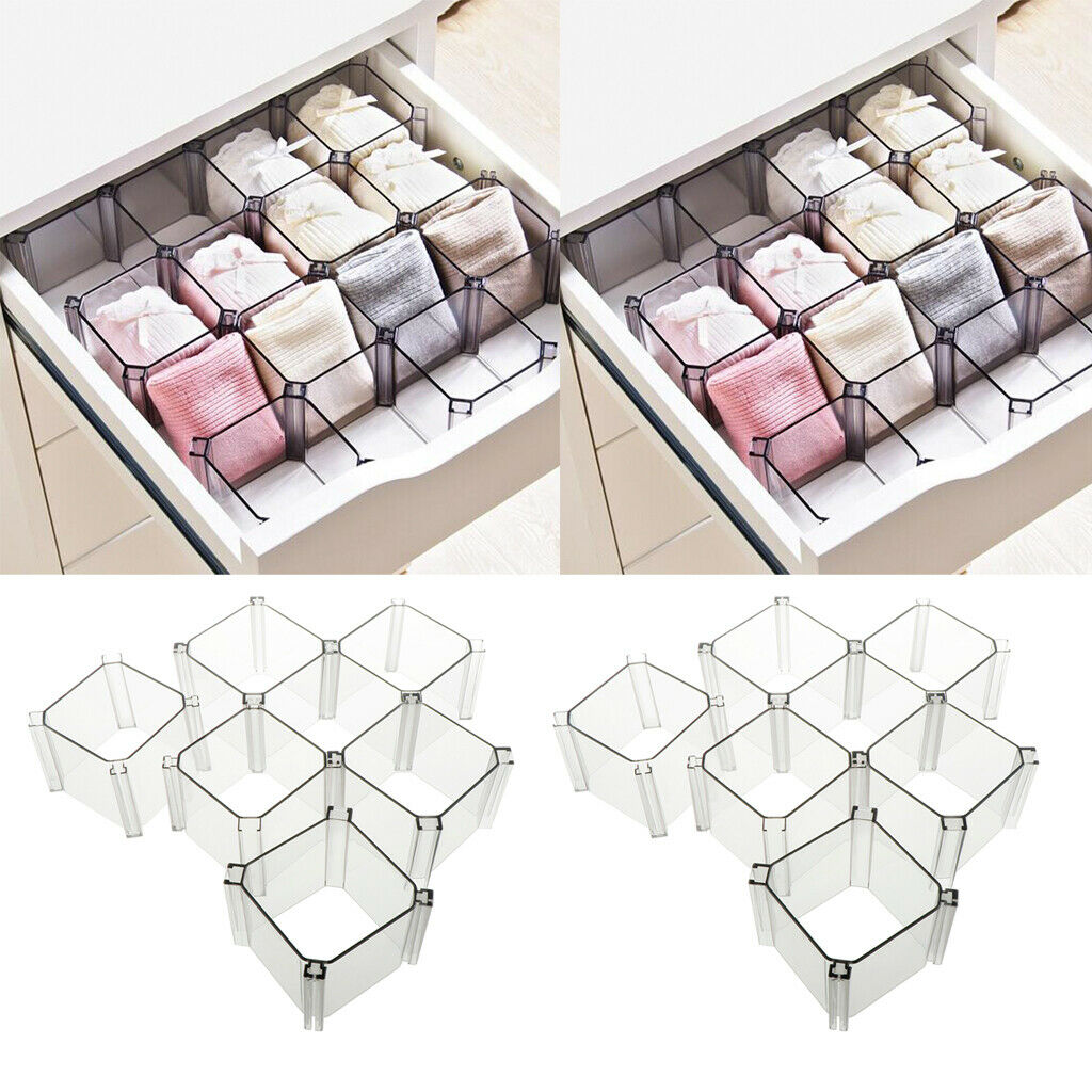 Adjustable Plastic Drawer Closet 12-Grid Divider Organizer Container Home