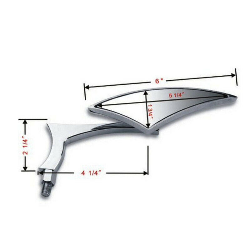 2PCS Chrome Arrow Motorcycle Bike Rearview Mirror with 8mm & 10mm Bolts Threaded