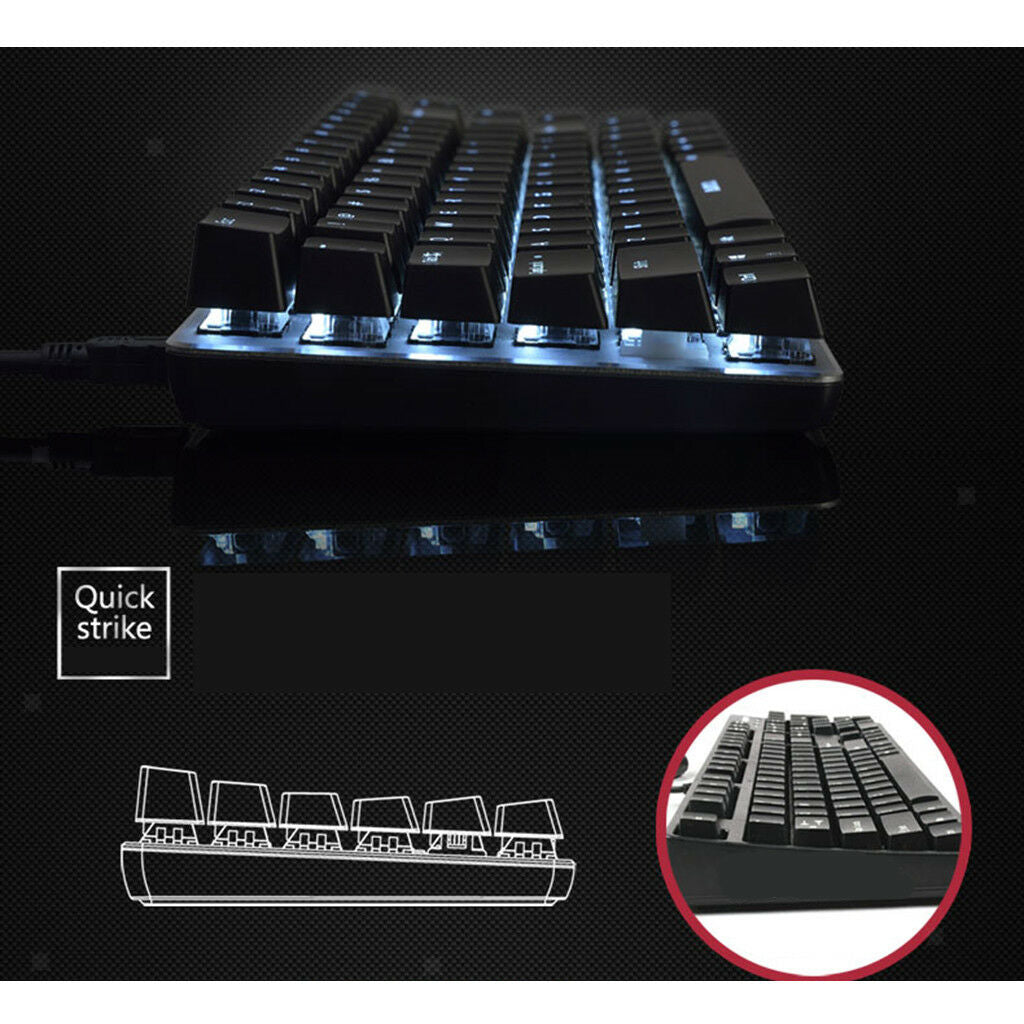 82-Keys Pro Backlit USB Wired Gaming Mechanical Keyboard for Computer Black