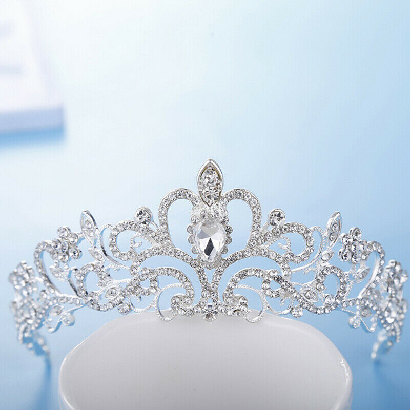 Women Girls Elegant Wedding Bride Crown Headwear Rhinestone Tiaras Cute Gift Ad