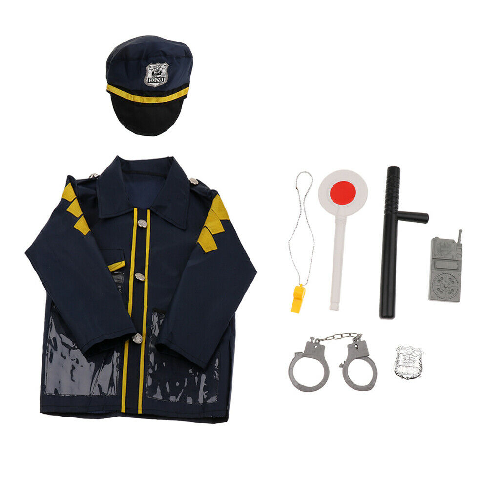 8 Pieces Simulation Role Play Children Kids Police Costume Set Dress Up Toys