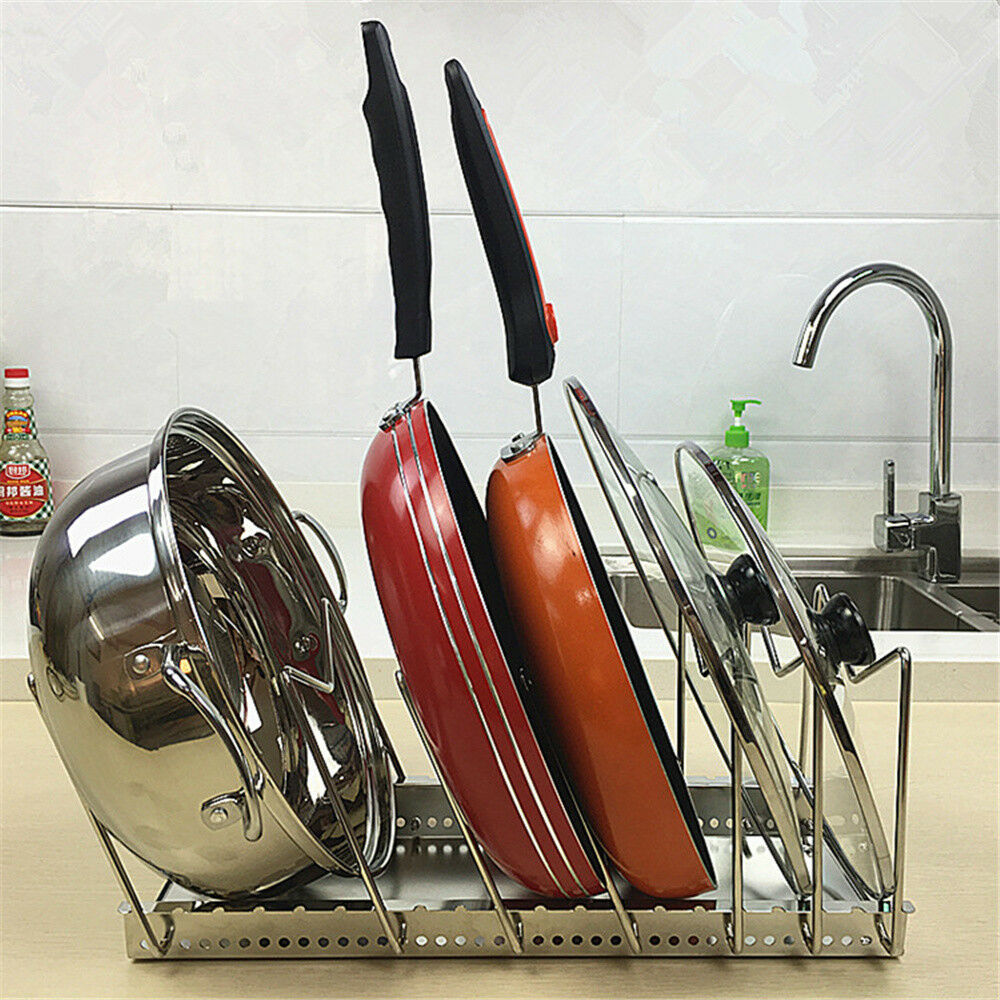 304 Stainless Steel Pot Lid Rack Pan&Cutting Board Holder Organizer for Kitchen