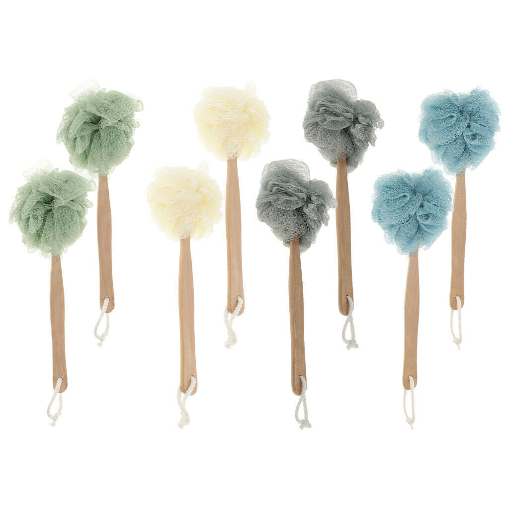 8x 14.2" Long Handle Body Brush Scrunchie Back Scrubber Body Washing Oneself