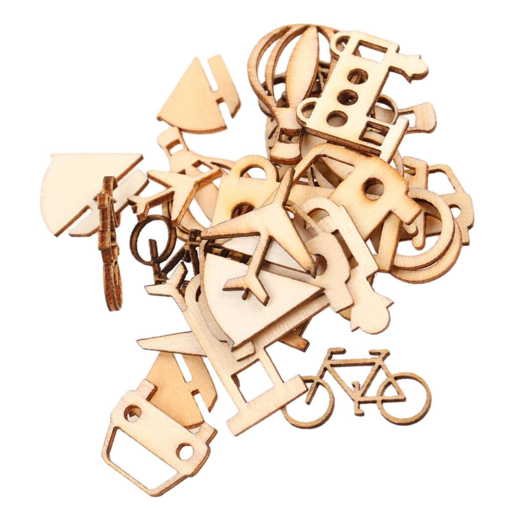 24pcs Cut MDF Wood Vehicle Slices Wood Craft DIY Scrapbooking Embellishment