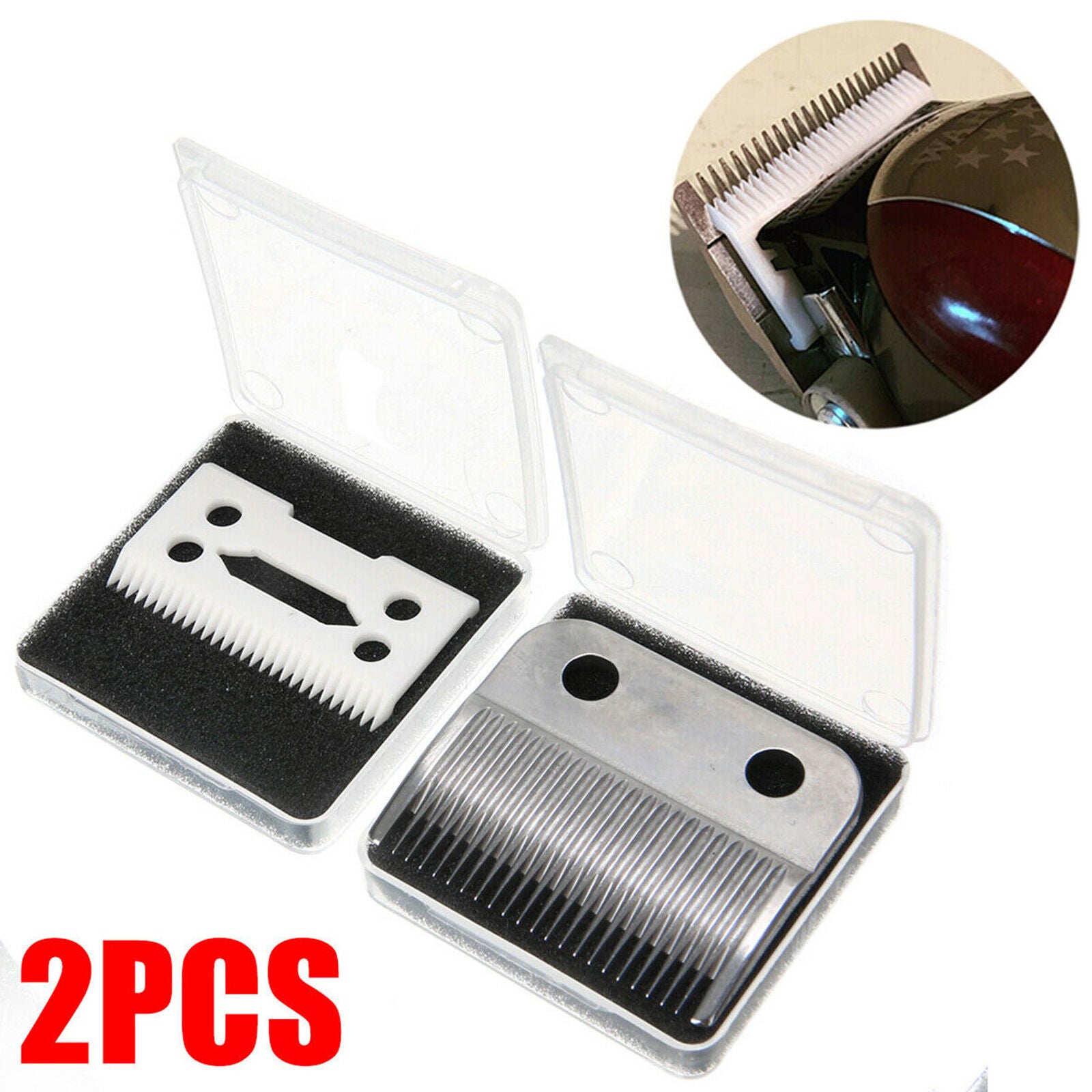 2pcs Ceramic Blade Cutter + Metal Bottom Replacement For Wahl Shear Clipper