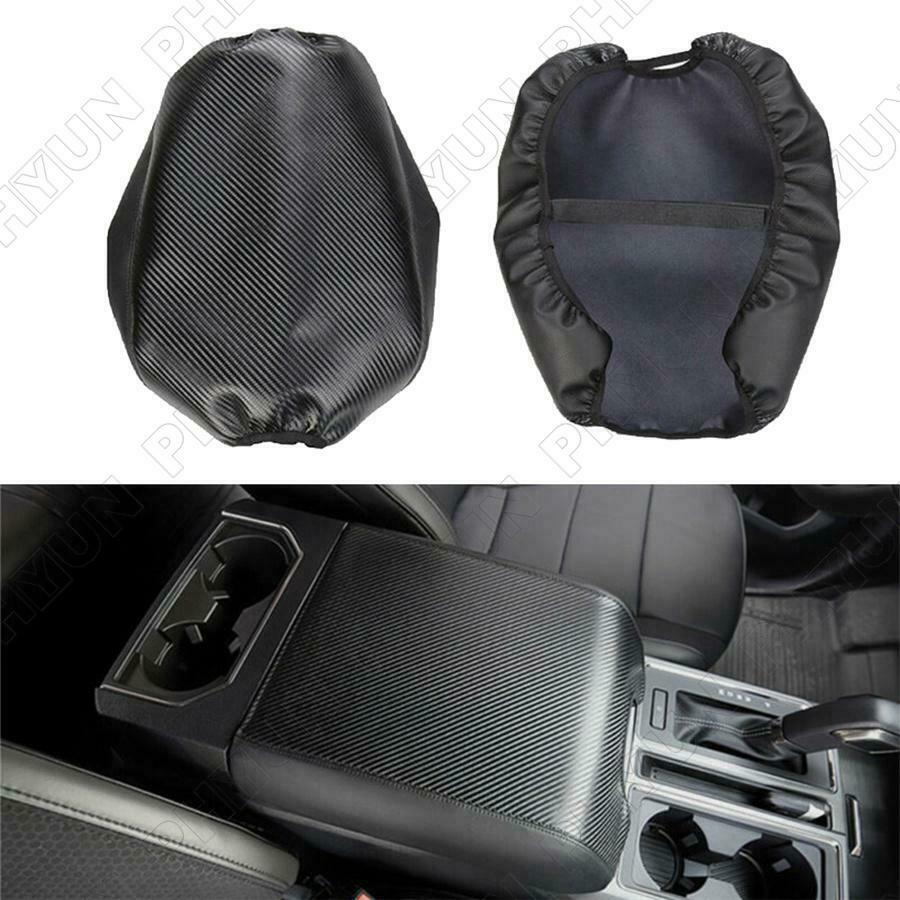 For 2015-20 Ford F150 Center Console Armrest Cover Leather Pad Carbon Fiber Look