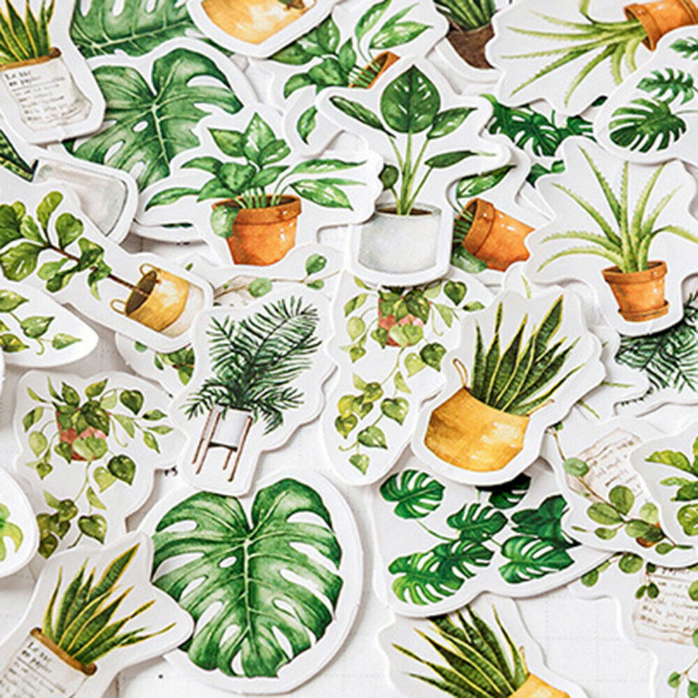 45PCS Green Plants Potted Pattern Stickers Scrapbooking Diary Album Decor DIY