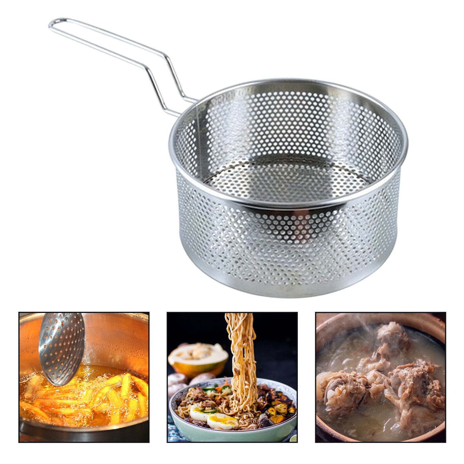 Stainless Steel French Fry Chips Basket Net Strainer Kitchen Cooking Large
