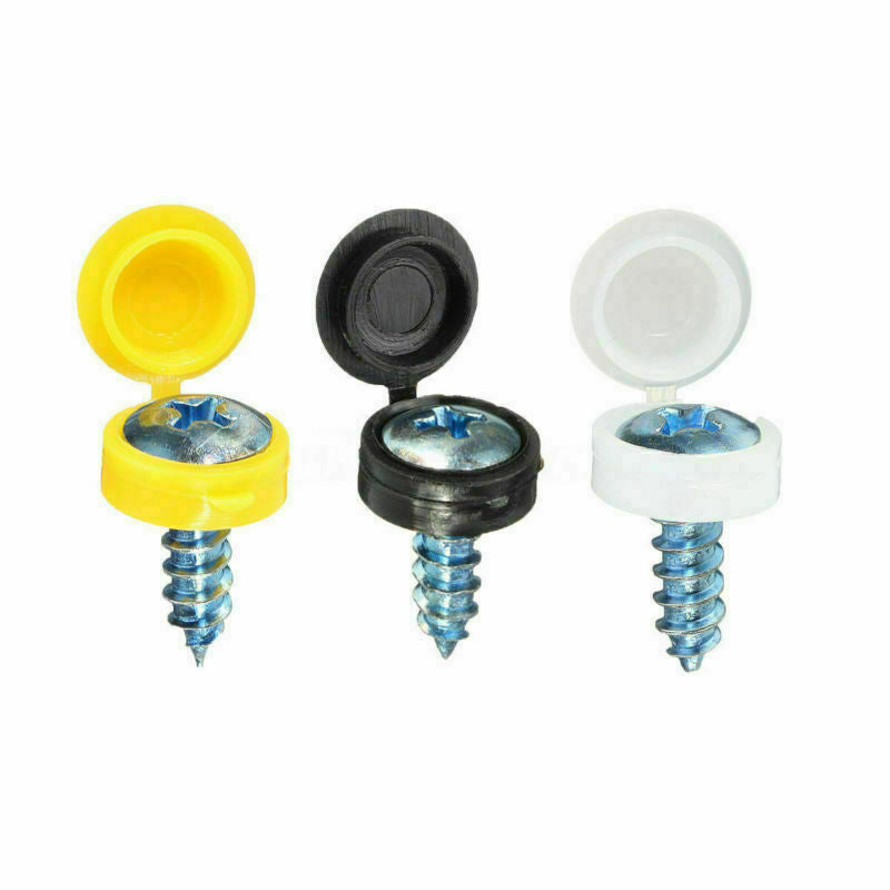 12Pcs Number Plate Screw Caps / Covers Black / White / Yellow Set License Reg