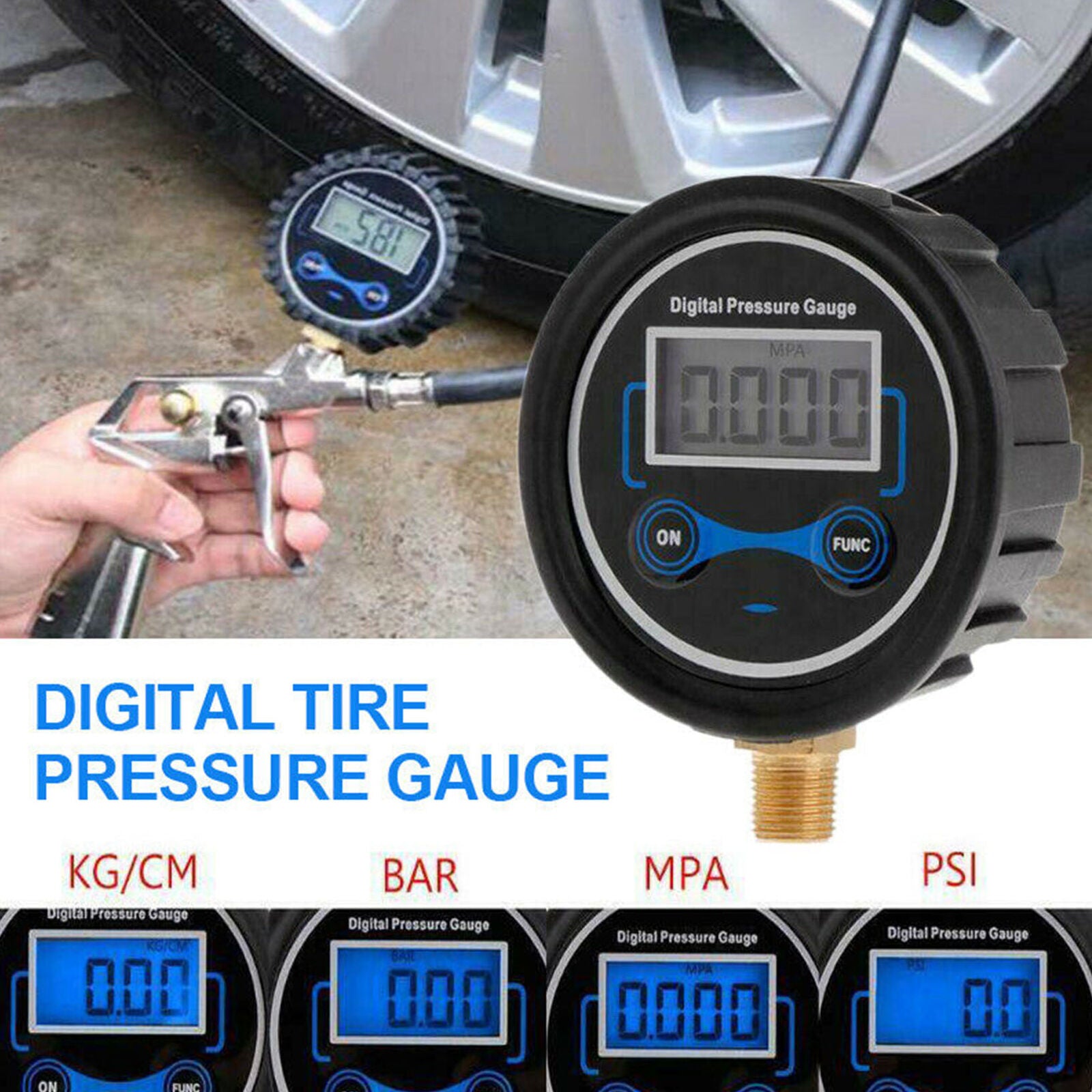 1/8 NPT Tire Pressure Guage Digital Car Truck Air PSI Meter Tester Tyre Gauge