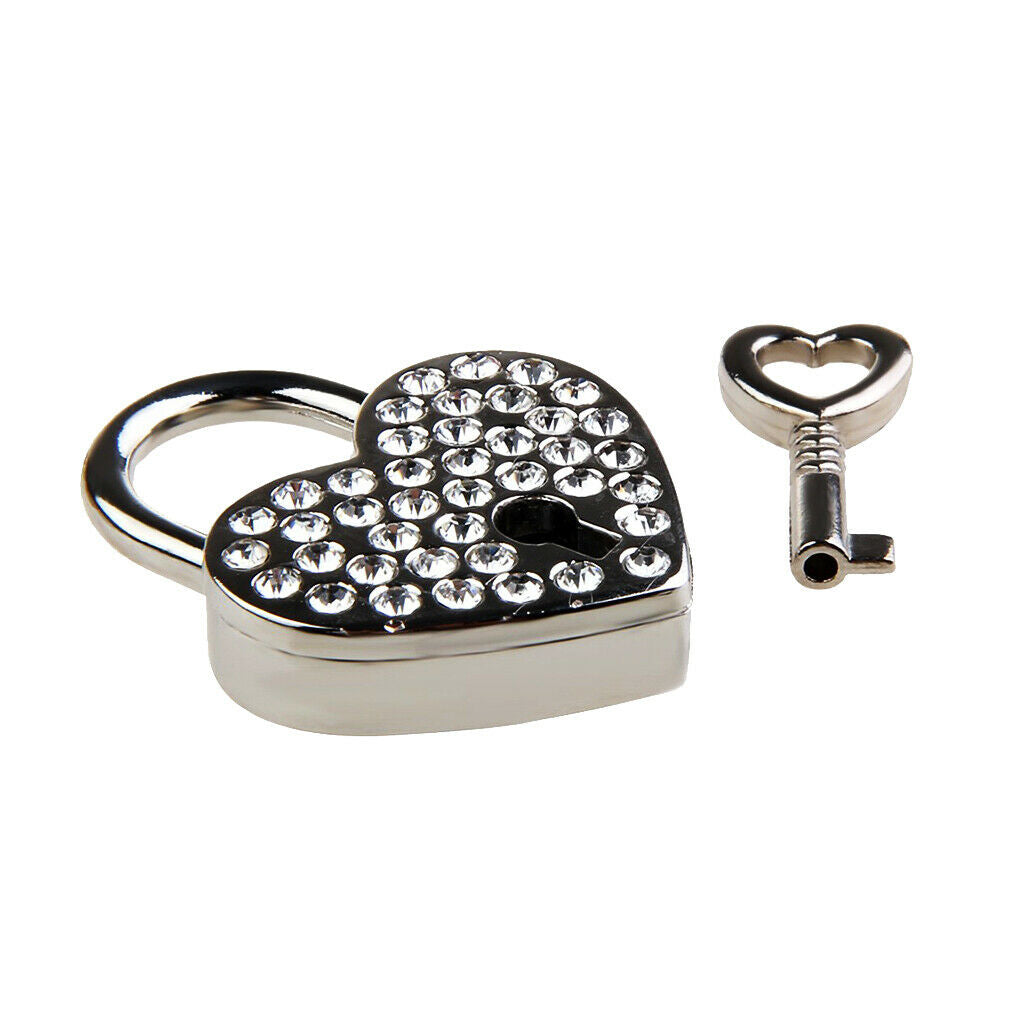 Mini Shining Heart Shape Lock Key Set for Drawers Suitcase Collectibles