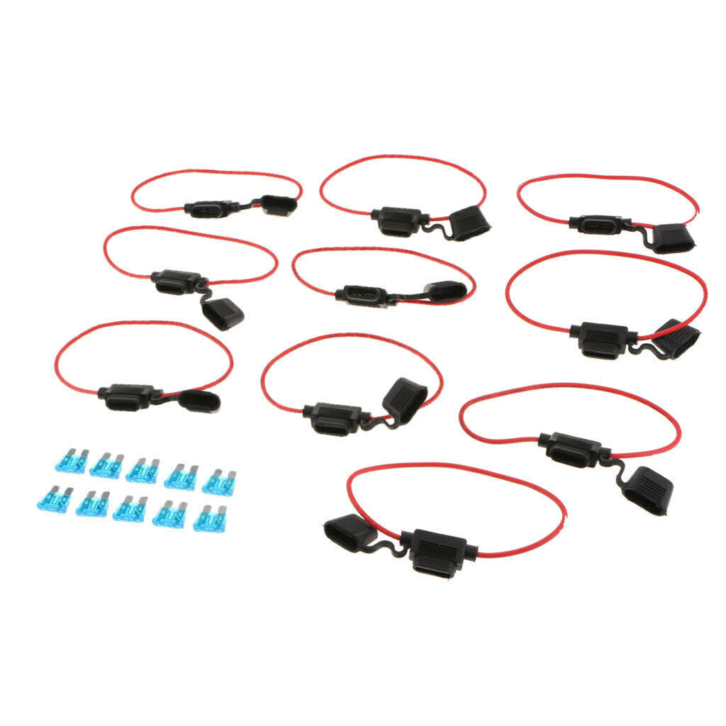10 Pack 15A Inline Fuse Holder Add A Circuit Fuse for Motorcycle Car Boat